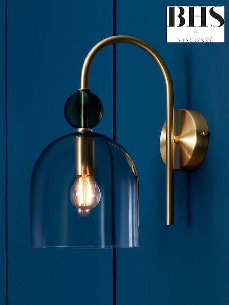 Visconte by BHS Satin Brass Vietri 1 Light Glass Wall Light (N76514) | £80