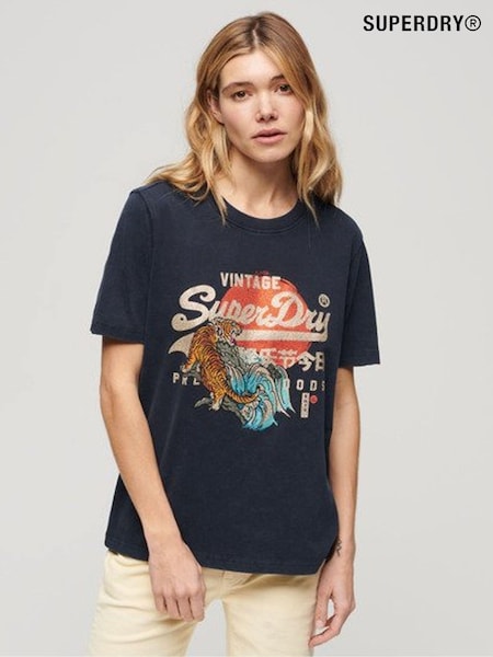 Superdry Blue 100% Cotton Tokyo Relaxed T-Shirt (N76626) | £27