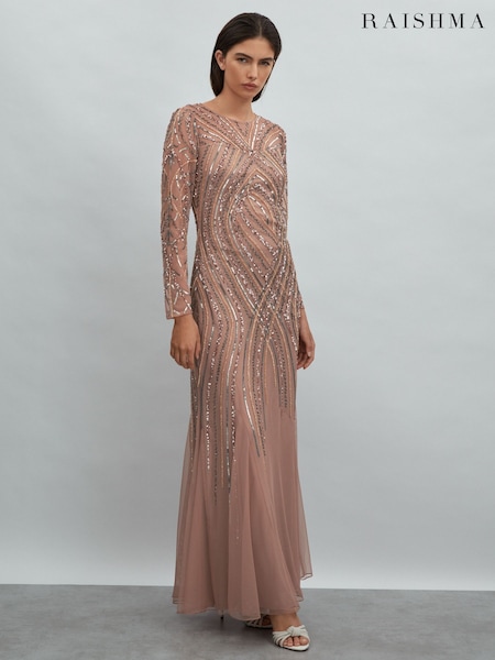 Champagne - Raishma Embellished Tulle Maxi Dress