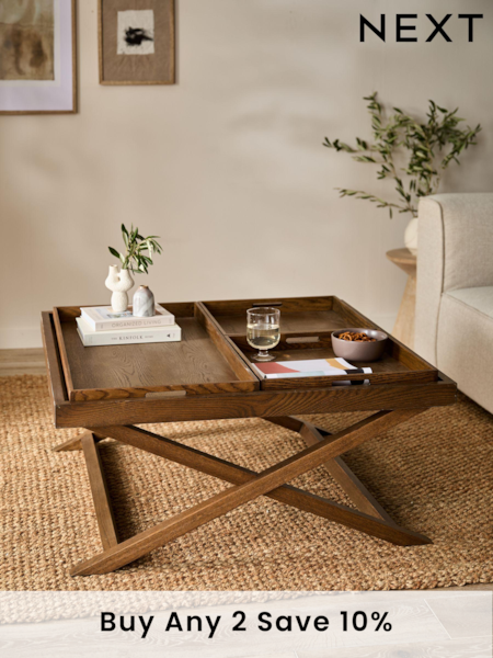 Dark Natural Butler Oak Tray Coffee Table (N76784) | £599