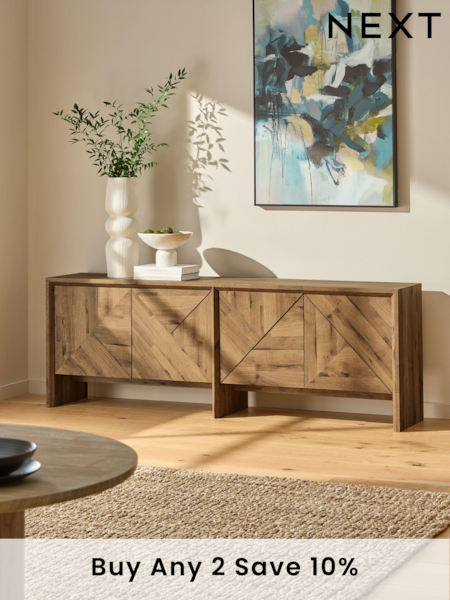 Dark Bronx Marquetry Oak Effect Extra Large Sideboard (N76790) | £525