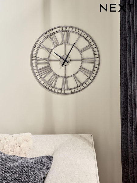 Silver 60cm Skeleton Clock (N76837) | £60