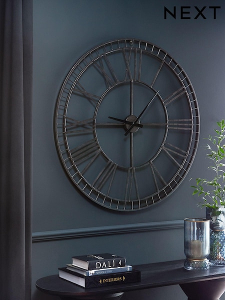 Distressed Black 90cm Skeleton Clock (N76839) | £85