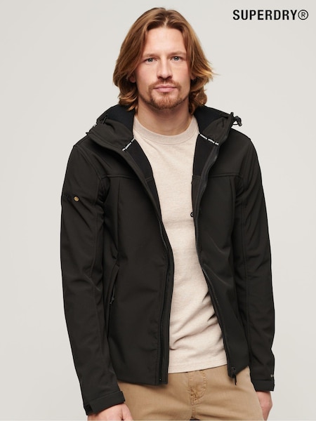Superdry Black Hooded Soft Shell Trekker Jacket (N76902) | £85
