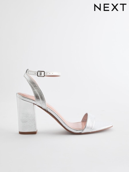 Silver Extra Wide Fit Forever Comfort® Block Heel Sandals (N76943) | £32