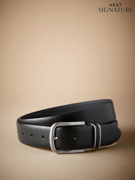 Black Signature Leather Infill Keeper Belt (N77072) | £25