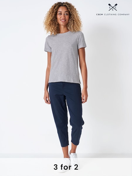 Crew Clothing Grey Perfect Slub 100% Cotton T-Shirt (N77351) | £22