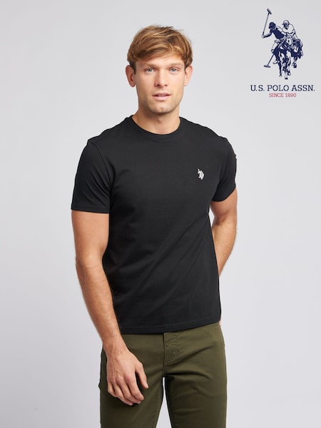 U.S. Polo Assn. Black Mens Regular Fit Double Horsemen 100% Cotton T-Shirt (N77496) | £25