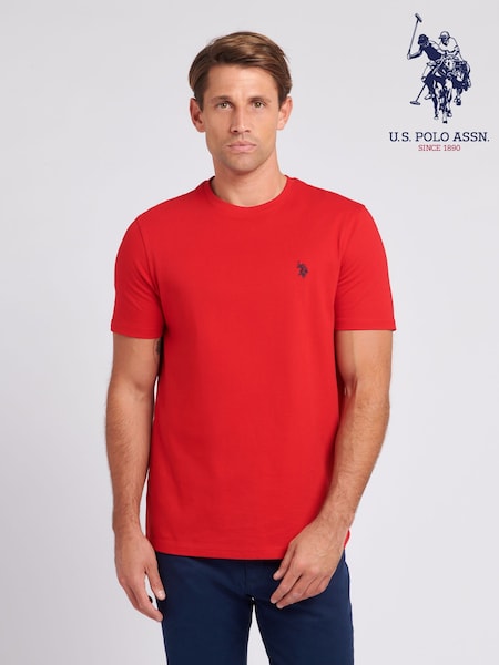 U.S. Polo Assn. Red Mens Regular Fit Double Horsemen 100% Cotton T-Shirt (N77500) | £25