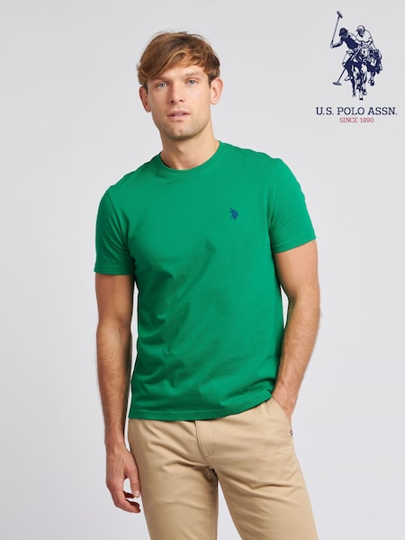 U.S. Polo Assn. Dark Green Mens Regular Fit Double Horsemen 100% Cotton T-Shirt (N77503) | £25