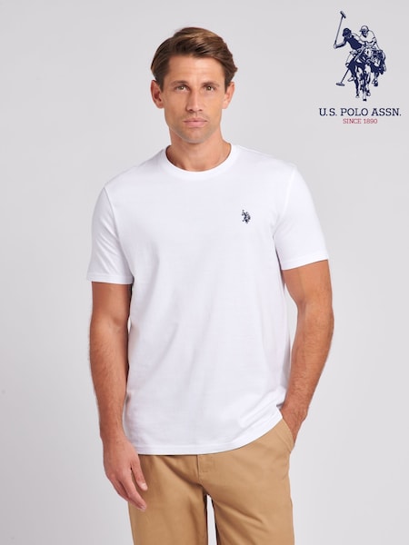 U.S. Polo Assn. White Mens Regular Fit Double Horsemen 100% Cotton T-Shirt (N77511) | £25