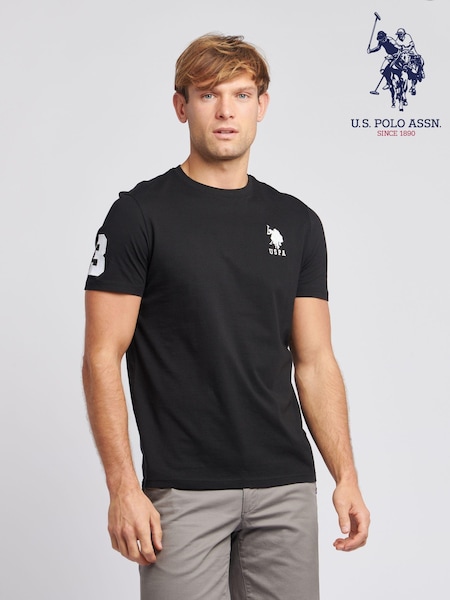 U.S. Polo Assn. Black Regular Fit Mens 100% Cotton Player 3 T-Shirt (N77517) | £30