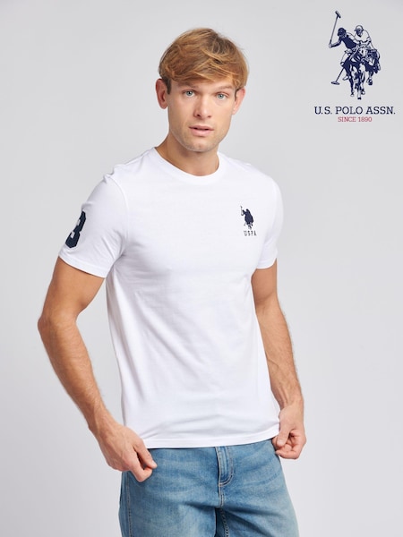 U.S. Polo Assn. White Regular Fit Mens 100% Cotton Player 3 T-Shirt (N77528) | £30
