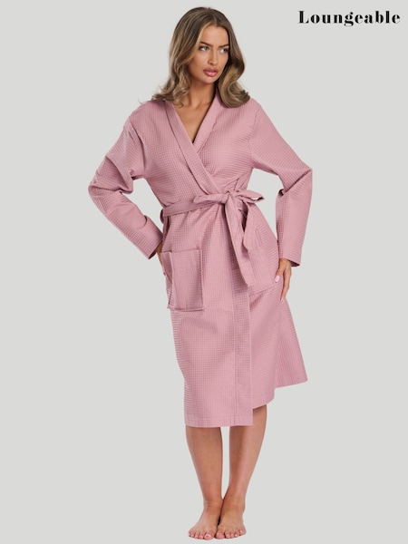 Loungeable Pink 100% Cotton Waffle Robe (N77718) | £35