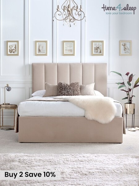 Time 4 Sleep Stone Linea Upholstered End Lift Ottoman Storage Bed (N77728) | £500 - £580