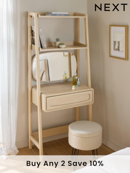 Light Natural Jude Oak Effect Ladder Console Dressing Table (N77735) | £450