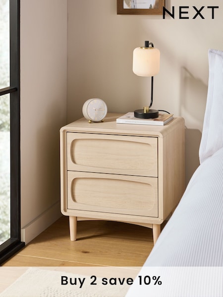Light Natural Jude Oak Effect 2 Drawer Bedside Table (N77739) | £199
