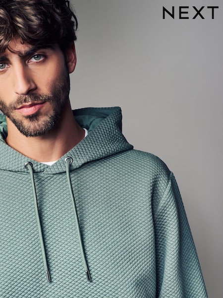 Light Green Textured Overhead Hoodie (N77802) | £36