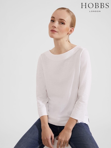Hobbs White 100% Cotton Avia T-Shirt (N78075) | £45