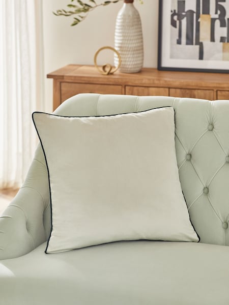Oatmeal 59 x 59cm Matte Velvet Contrast Pipe Cushion (N78121) | £18