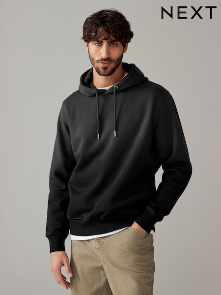 Black Ombre Dip-Dye Cotton Rich Jersey Hoodie (N78157) | £35
