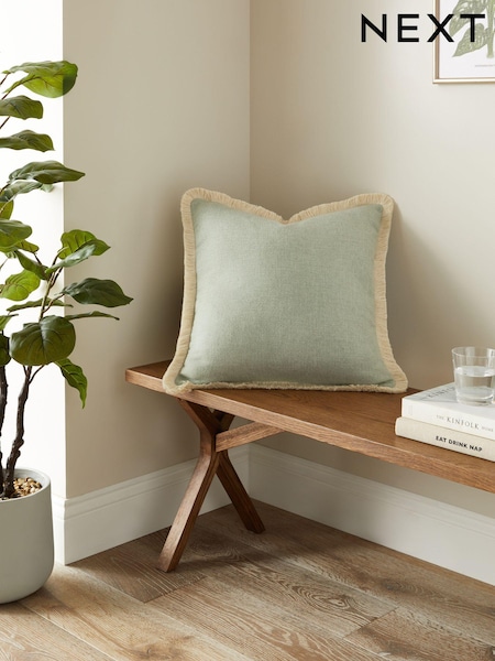 Sage Green Dalby Fringe Trim 50 x 50cm Cushion (N78160) | £14
