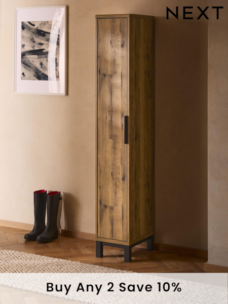 Dark Natural Bronx Tall Hallway Storage Cabinet (N78223) | £275