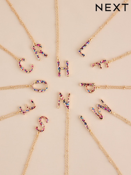 Gold - Glitter Initial Necklace