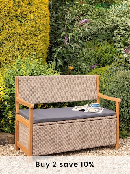 Rowlinson Brown Alderly Rattan Garden Storage Bench (N78703) | £255