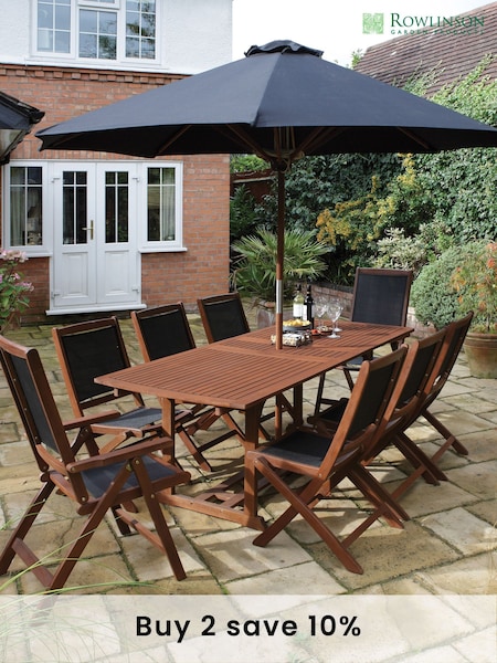 Rowlinson Honey Brown Bali Garden Dining Set with Parasol (N78856) | £927