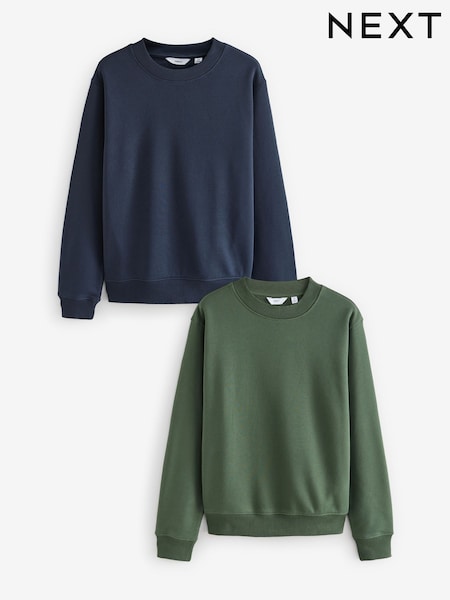 Navy Blue/Khaki Green Crew Sweatshirts 2 Pack (N78892) | £54