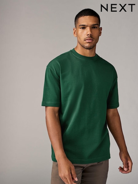 Dark Green Relaxed Fit Heavyweight T-Shirt (N78980) | £16