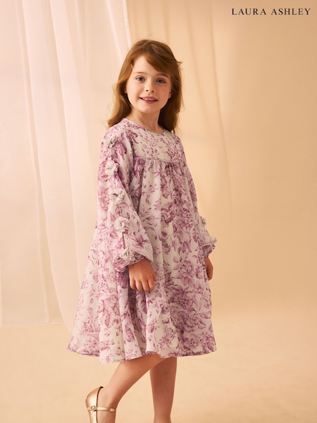 Laura Ashley Ecru/Pink Heledd Blooms 3D Flower Dress (N79120) | £32 - £35