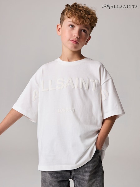 smALLSAINTS White Oversized 100% Cotton Biggy Logo Crew T-Shirt (N79596) | £22 - £26