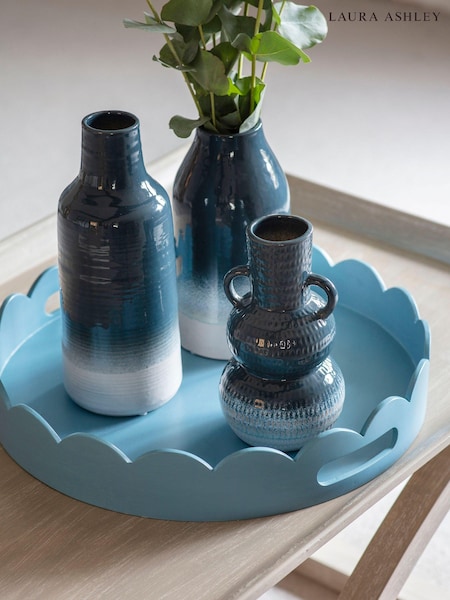 Laura Ashley Blue Laneham Stoneware Vase (N79632) | £26 - £32
