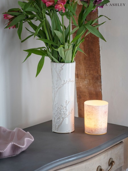 Laura Ashley White Pussywillow Antique White Stoneware Tall Vase (N79644) | £30