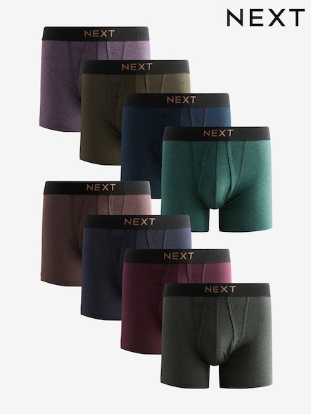 Dark Rich Green/Blue Marl 8 pack A-Front Boxers (N79782) | £42
