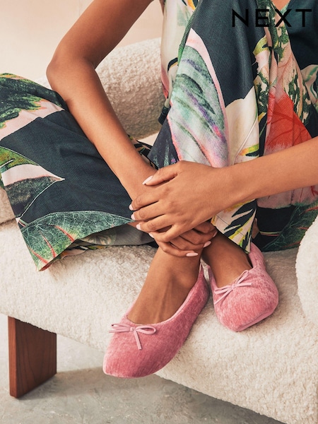 Pink Velour Ballet Slippers (N79795) | £10