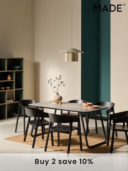 MADE.COM Grey Dwyer Ceramic Marble 6 Seater Fixed Dining Table (N79965) | £649