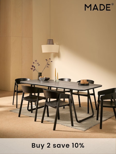 MADE.COM Grey Dwyer Ceramic Marble 8 Seater Fixed Dining Table (N79966) | £749