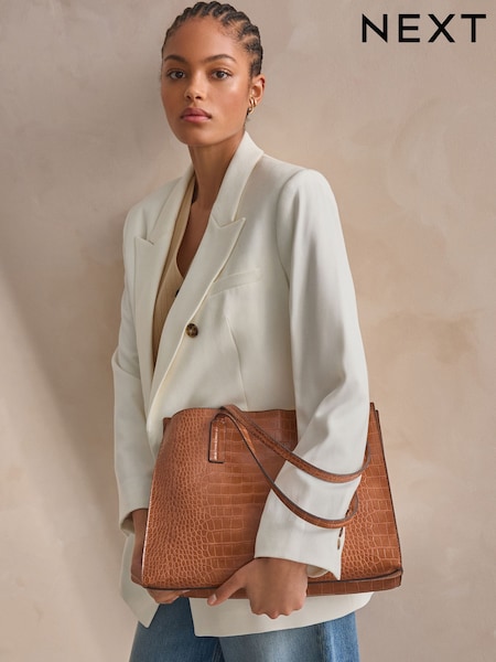 Tan Brown Formal Open Tote Bag (N90148) | £30