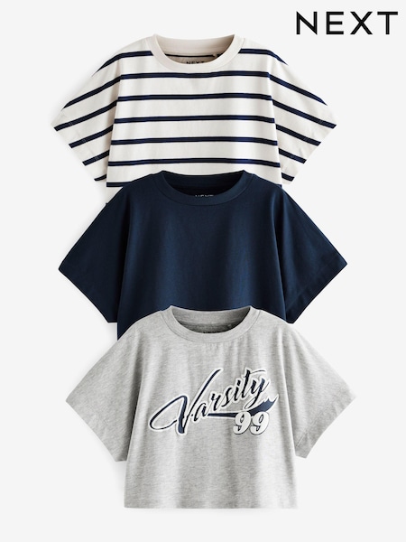 Blue/Grey Boxy T-Shirts 3 Pack (3-16yrs) (N90225) | £14 - £20