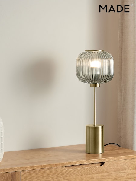 MADE.COM Grey/Antique Brass Large Briz Table Lamp (N90612) | £99