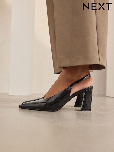 Black Forever Comfort® Point Toe Slingback Heel Shoes (N94130) | £35
