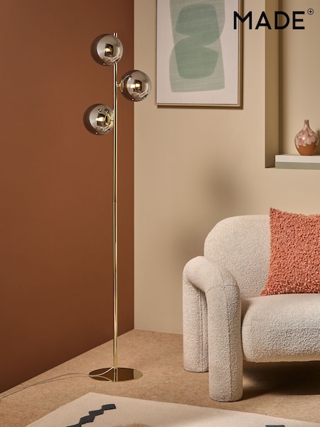 MADE.COM Grey/Brass Globe Floor Light (N94766) | £159
