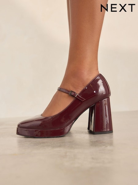 Burgundy Forever Comfort® Platform Mary Jane Heels (N94771) | £42