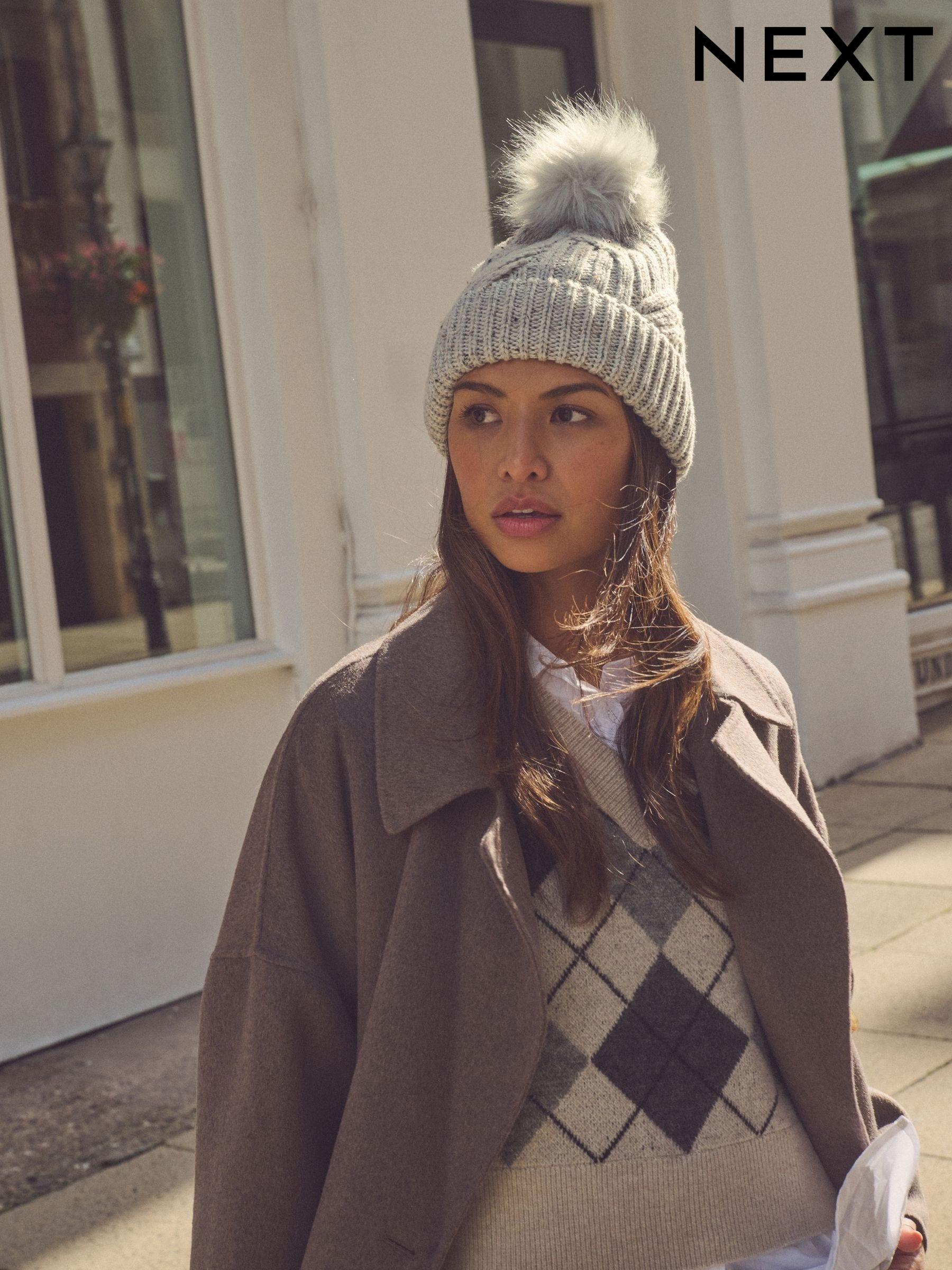 Women s Grey Hats Knitted Hats Next Official Site