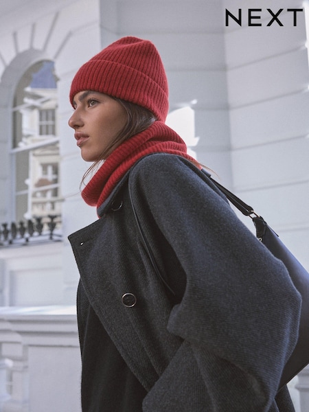 Red Wool Cashmere Beanie Hat (N94908) | £26