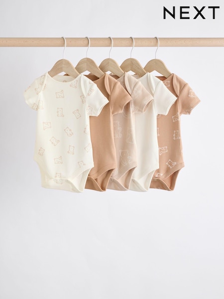 Neutral Baby Short Sleeves Bear Bodysuits 5 Pack (N95280) | £14 - £16