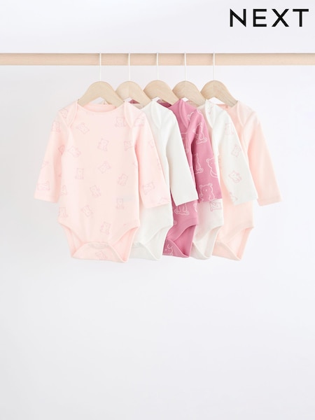 Pink Baby 100% Cotton Bodysuits 5 Pack (N95296) | £15 - £17